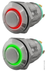 Кнопка металлическая 12 мм антивандальная миниатюрная с подсветкой SD16-V-12ICB