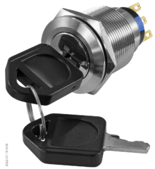 Переключатель 22 мм металлический антивандальный с ключом SD16-V-22K